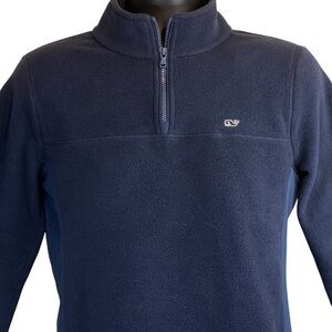 Vineyard Vines Womens Medium Fleece Navy Blue 1/4 Zip Pullover
